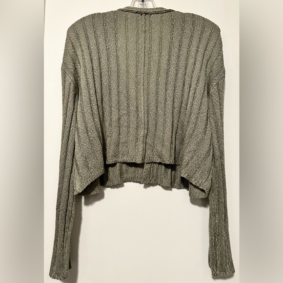 POL Hear Me Out sage semi cropped ribbed cardigan size M - Picture 4 of 9